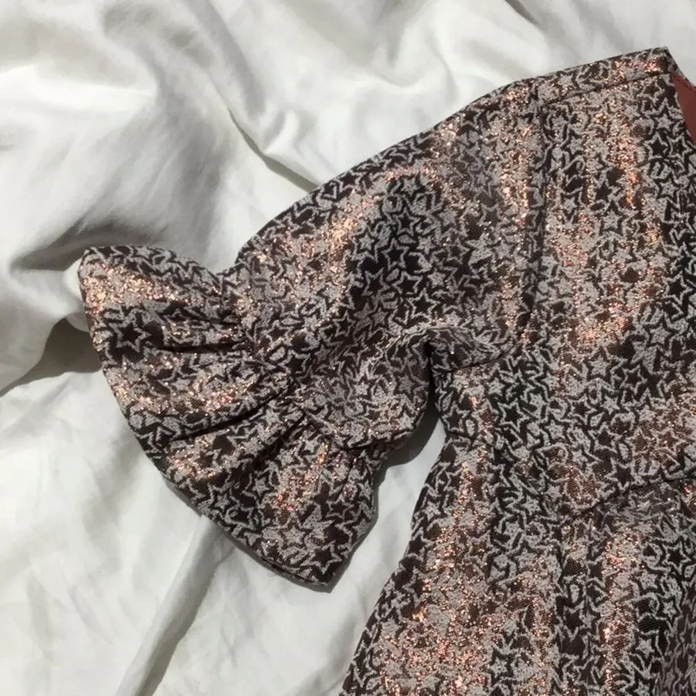 Gymboree 3T star bronze metallic ruffle sleeve